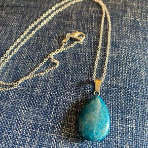 Genuine Blue Jasper Gemstone sterling silver necklace